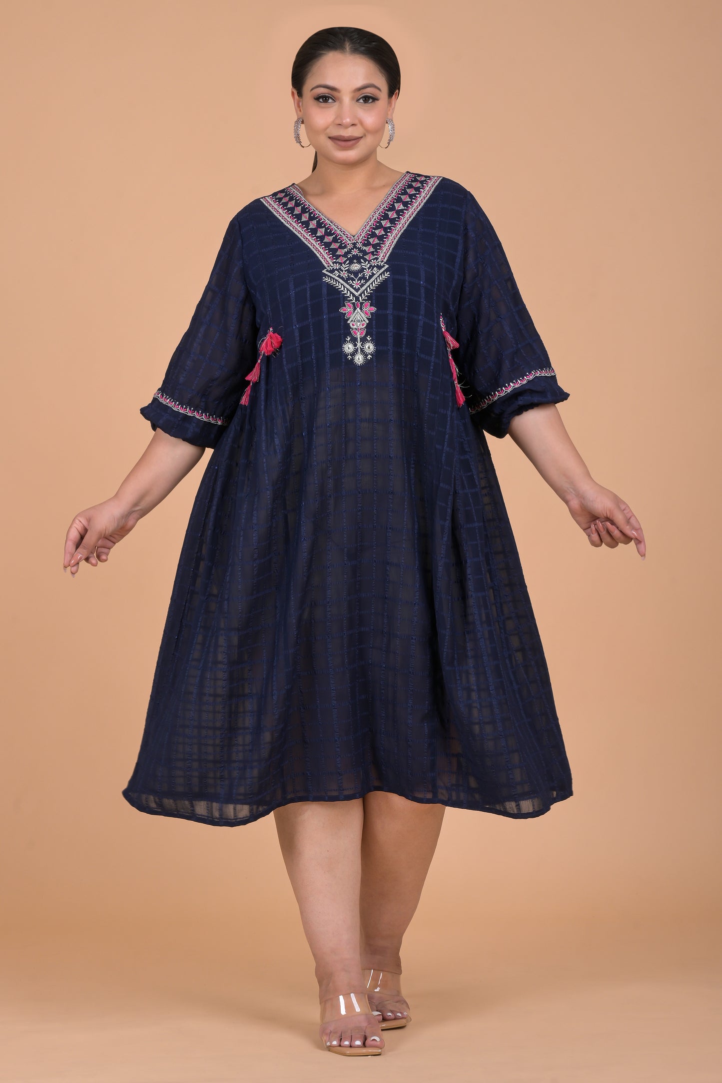 Plus Size Navy Midi Dress