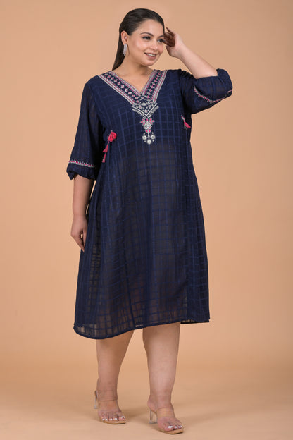 Plus Size Navy Midi Dress