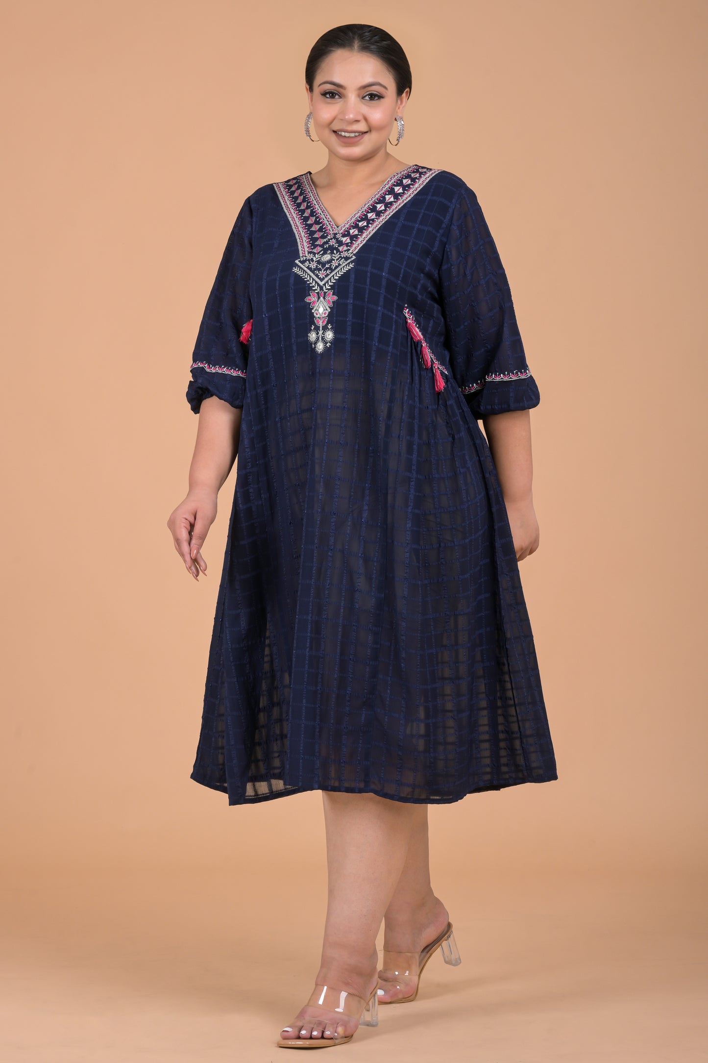 Plus Size Navy Midi Dress