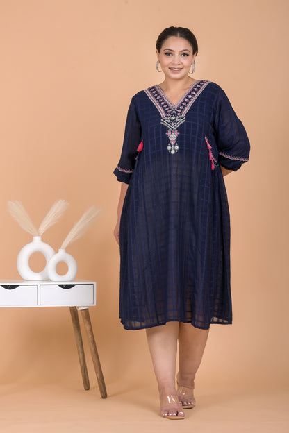 Plus Size Navy Midi Dress