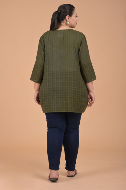 Plus Size Women Green Top Kurta