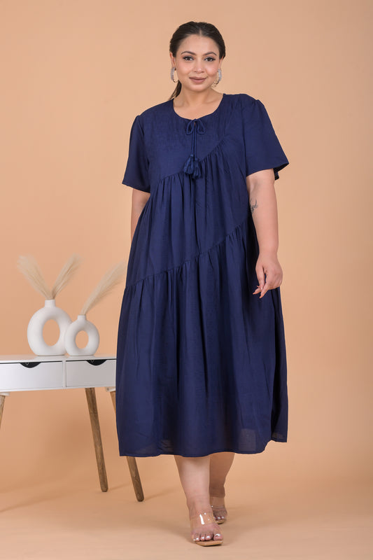 Plus Size Navy Midi Dress