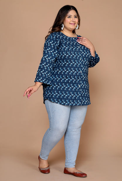 Women Plus Size Navy Kurta