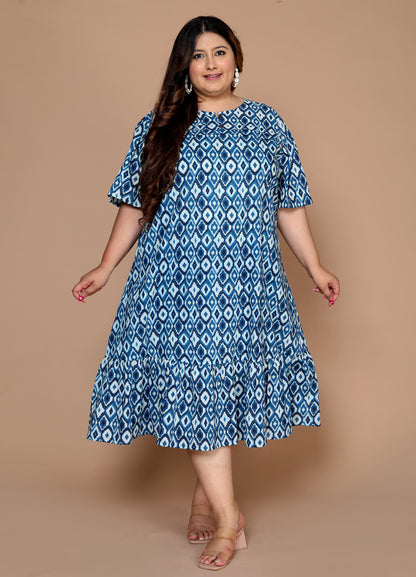 Plus Size indigo midi Dress