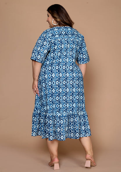 Plus Size indigo midi Dress