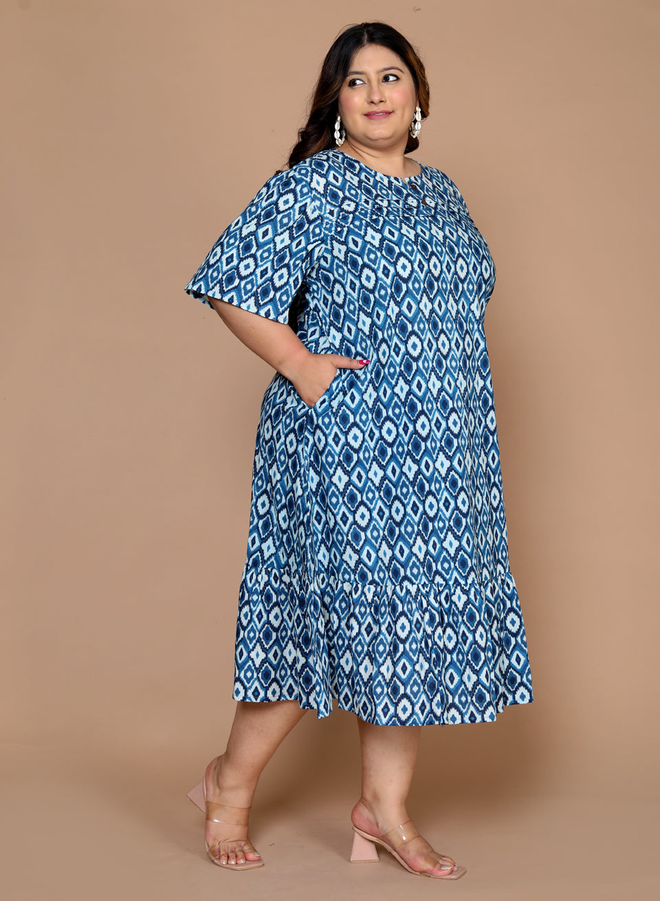 Plus Size indigo midi Dress