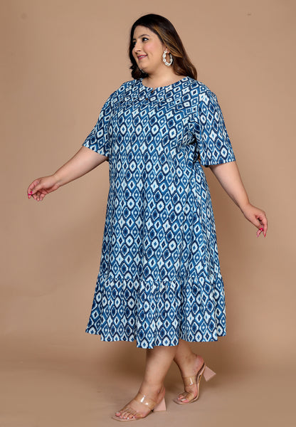 Plus Size indigo midi Dress