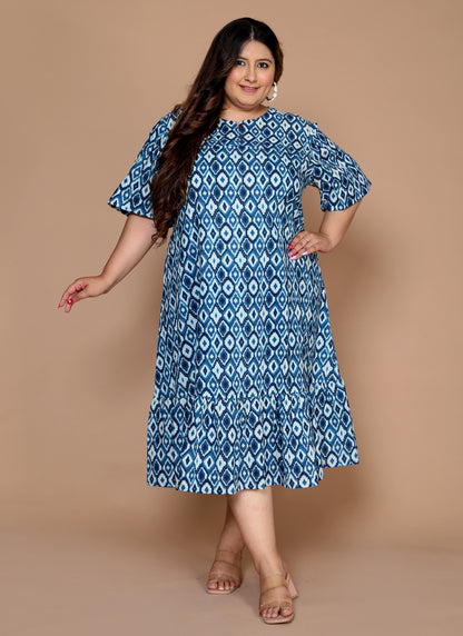 Plus Size indigo midi Dress