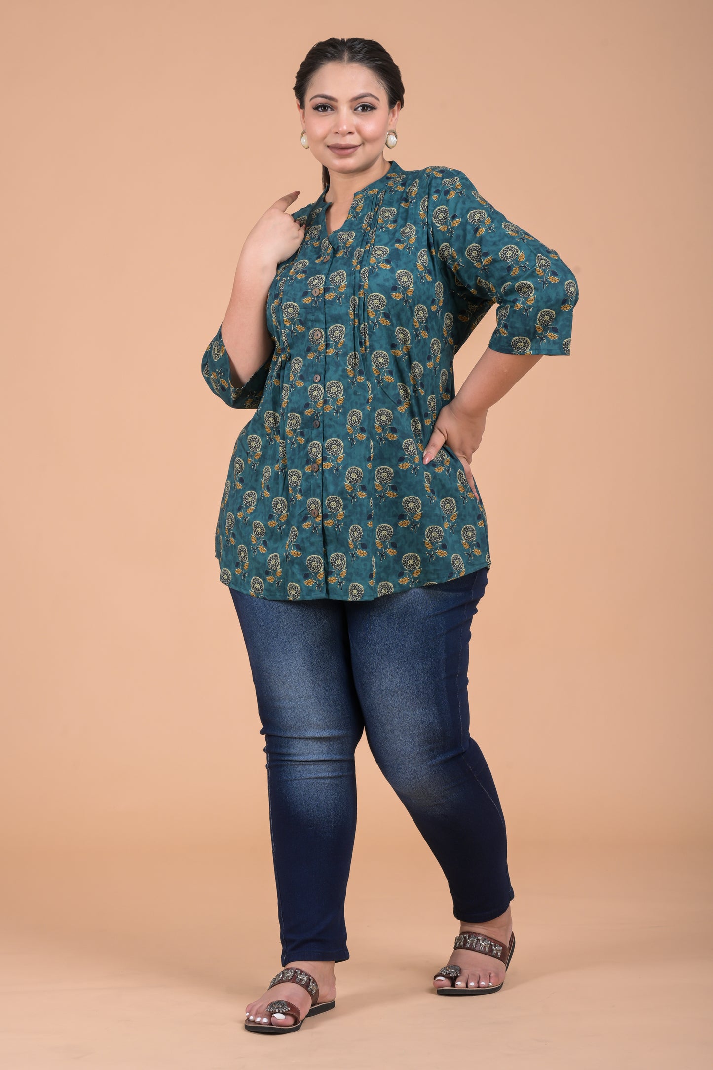 Plus Size Women Green Kurta