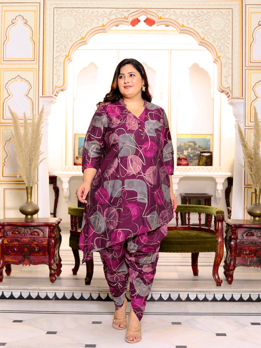 Wine Kurta Set