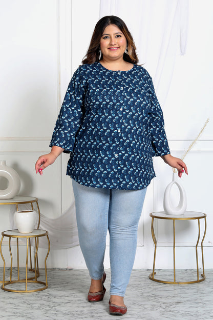 Women Plus Size Navy Kurta