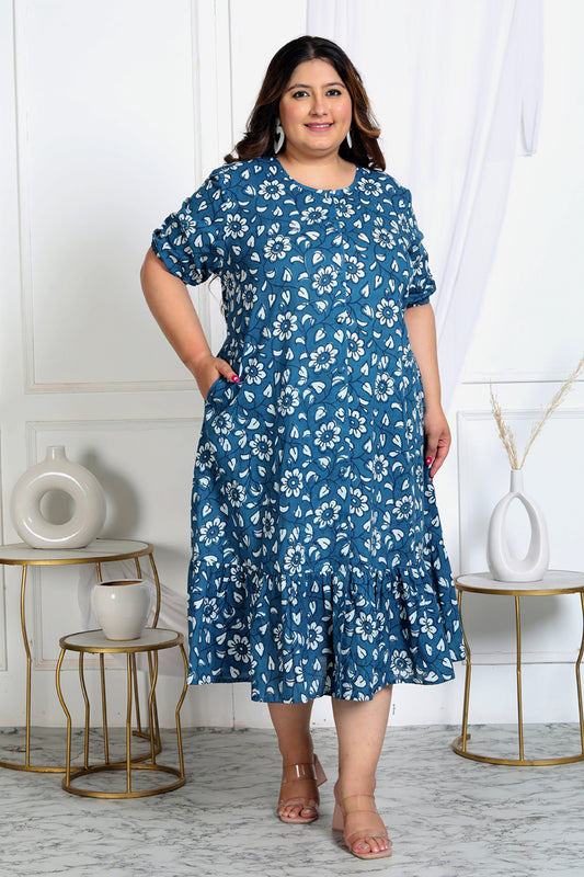 Plus Size Indigo midi Dress