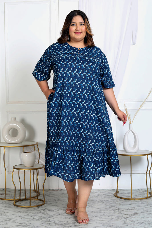 Plus Size Navy Midi Dress